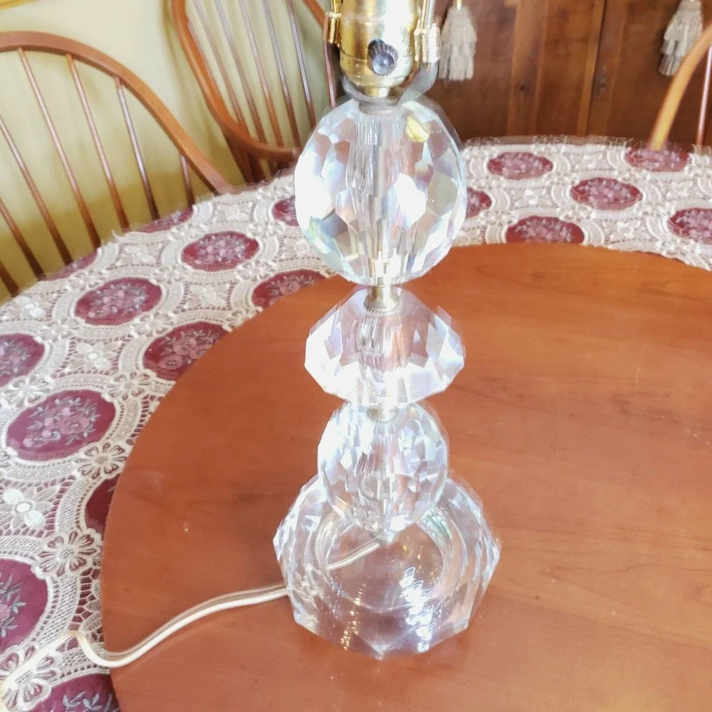 Exquisite Vintage Mid‎ Century (60's) 4-tier Crystal Tower Table Lamp